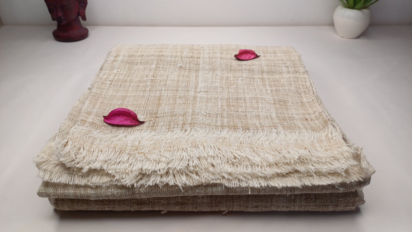 PEACE SILK Traditional Handspun/Handwoven Non-Violent Pure Raw Eri Silk Meditation Shawl/Scarf,Ethical Silk Tantrik Buddhist Prayer Wrap/Zen