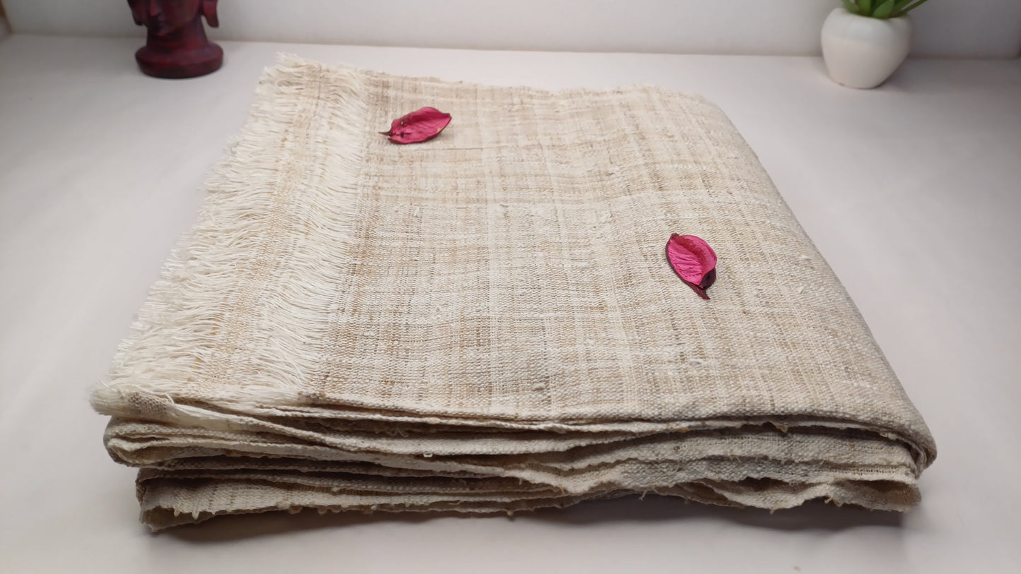 PEACE SILK Traditional Handspun/Handwoven Non-Violent Pure Raw Eri Silk Meditation Shawl/Scarf,Ethical Silk Tantrik Buddhist Prayer Wrap/Zen