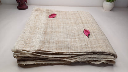 PEACE SILK Traditional Handspun/Handwoven Non-Violent Pure Raw Eri Silk Meditation Shawl/Scarf,Ethical Silk Tantrik Buddhist Prayer Wrap/Zen