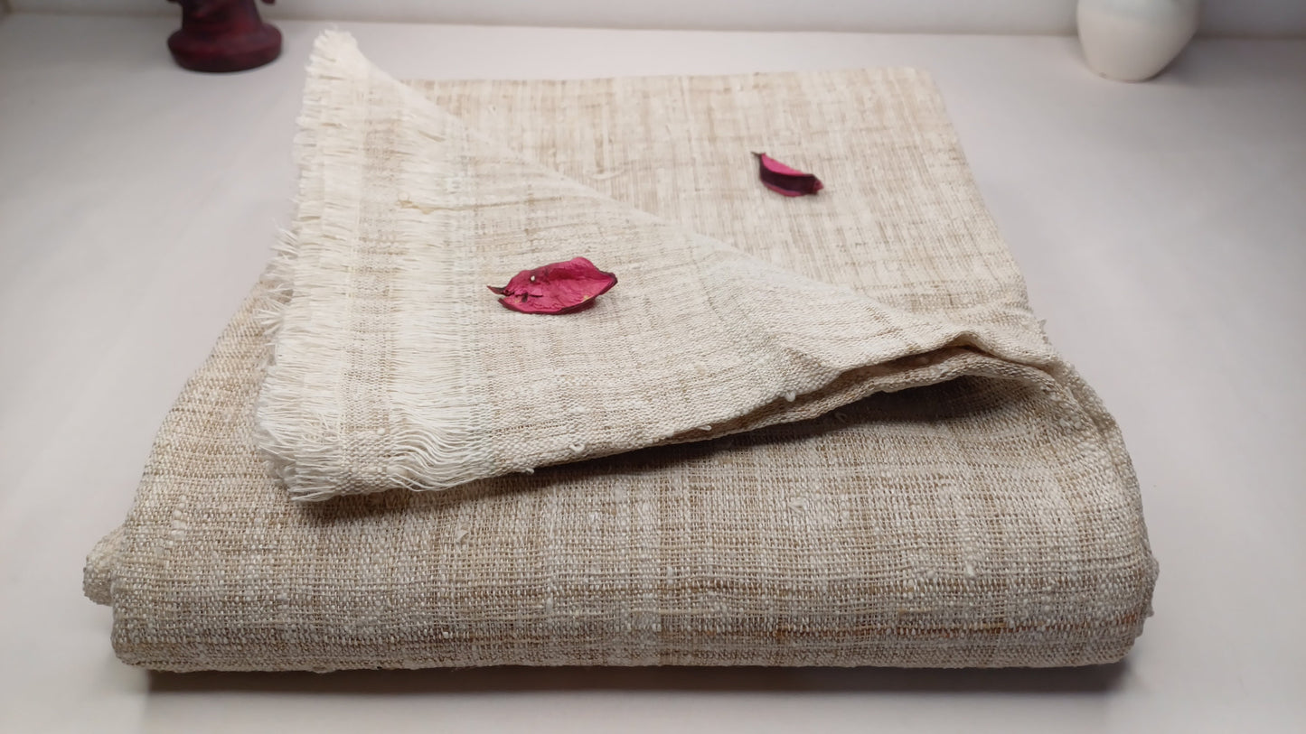 PEACE SILK Traditional Handspun/Handwoven Non-Violent Pure Raw Eri Silk Meditation Shawl/Scarf,Ethical Silk Tantrik Buddhist Prayer Wrap/Zen