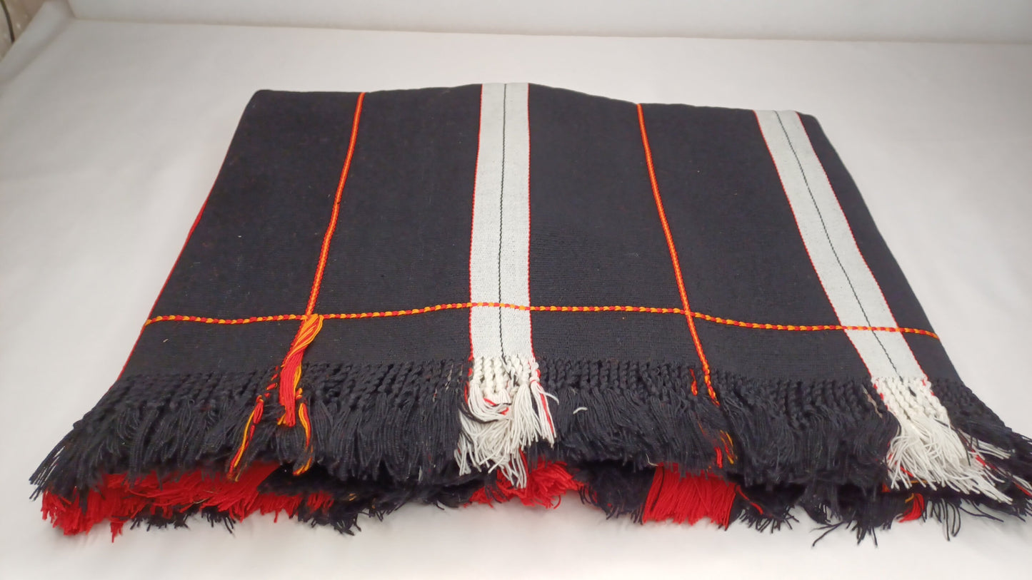 Large Thick Handwoven Black And Red Naga Tribe Traditional Blanket,Ethnic Sofa Throw,Native Indian Cloth,Naga Tribes Shawl,Tribal Wall Decor