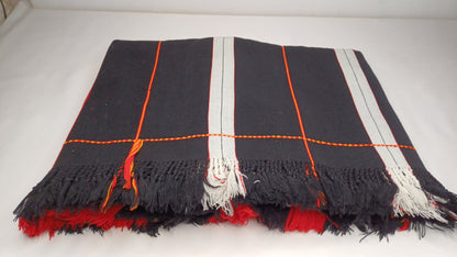 Large Thick Handwoven Black And Red Naga Tribe Traditional Blanket,Ethnic Sofa Throw,Native Indian Cloth,Naga Tribes Shawl,Tribal Wall Decor