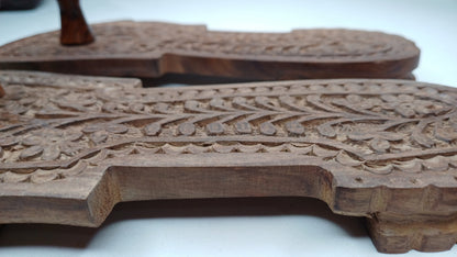 Traditional Himalayan"Yogis" Handcrafted Wooden Slippers for Meditation and Yoga,Unique Carved Wooden Charan Paduka with Floral Designed