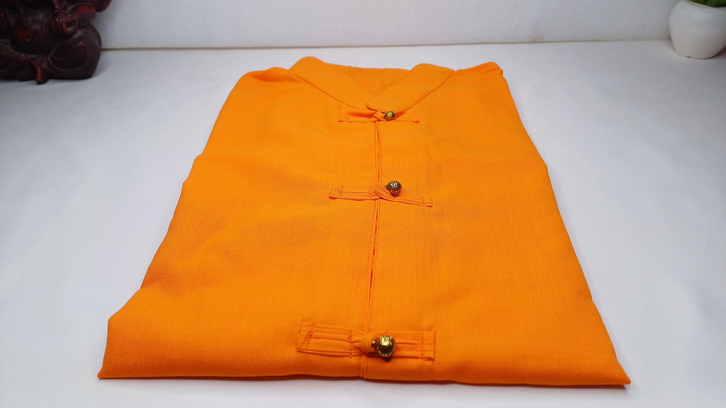 Traditional Tibetan Pure Cotton Copper Color Long Sleeves Buddhist Yogi Meditation Shirt,Ethnic Tibetan Prayer Shirt,Unisex Tibetan Clothing