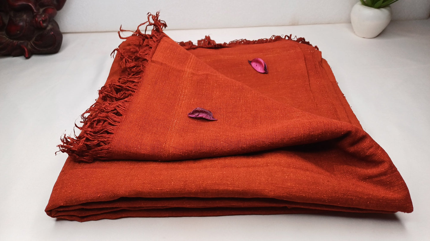 PEACE Silk X-Large Traditional Handwoven Tibetan Buddhist Raw Eri Silk Meditation Shawl,Buddhist Tantrik Silk Meditation Wrap,Ahimsa SilkZen