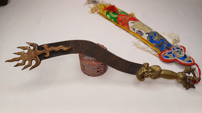 Antique Rare Buddhist Iron Wisdom Fire Ceremonial Vajra Kartika Sword,Sacred Buddhist Kartika Blade,Tantric Buddhist KnifeBuddhist Artifact
