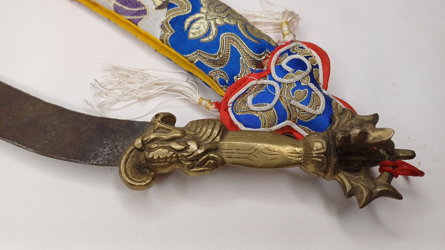 Antique Rare Buddhist Iron Wisdom Fire Ceremonial Vajra Kartika Sword,Sacred Buddhist Kartika Blade,Tantric Buddhist KnifeBuddhist Artifact