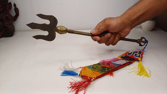 Vintage Rare Authentic Handcrafted Tibetan Buddhist Ritual Vajra Magical Khatvanga Trishul,Sacred Tantric Ceremonial Ritual Staff Weapon