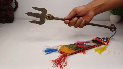 Vintage Rare Authentic Handcrafted Tibetan Buddhist Ritual Vajra Magical Khatvanga Trishul,Sacred Tantric Ceremonial Ritual Staff Weapon