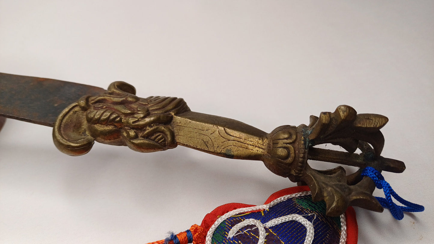Antique Rare Authentic Buddhist Iron Wisdom Fire Ceremonial Manjushri Sword,Sacred Buddhist Blade,Tantric Buddhist Knife,Buddhist Artifact