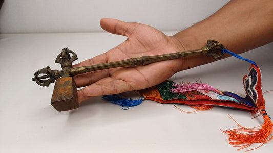 Antique Rare Authentic Gandhara Art Handmade Tibetan Buddhist Ritual Implement-Vajra Hammer,Sacred Buddhist Tantric Hammer,Buddhist Artifact