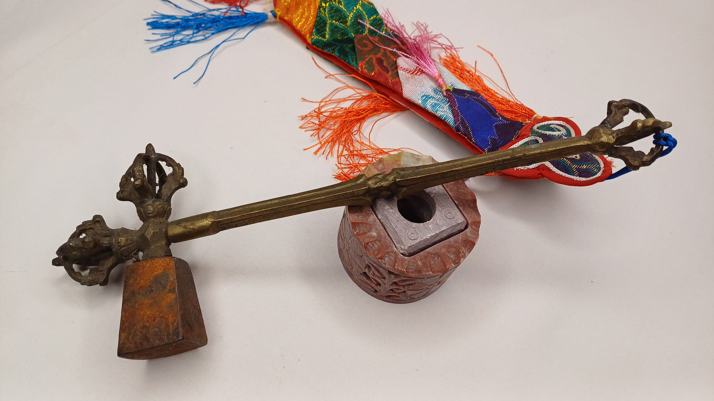 Antique Rare Authentic Gandhara Art Handmade Tibetan Buddhist Ritual Implement-Vajra Hammer,Sacred Buddhist Tantric Hammer,Buddhist Artifact