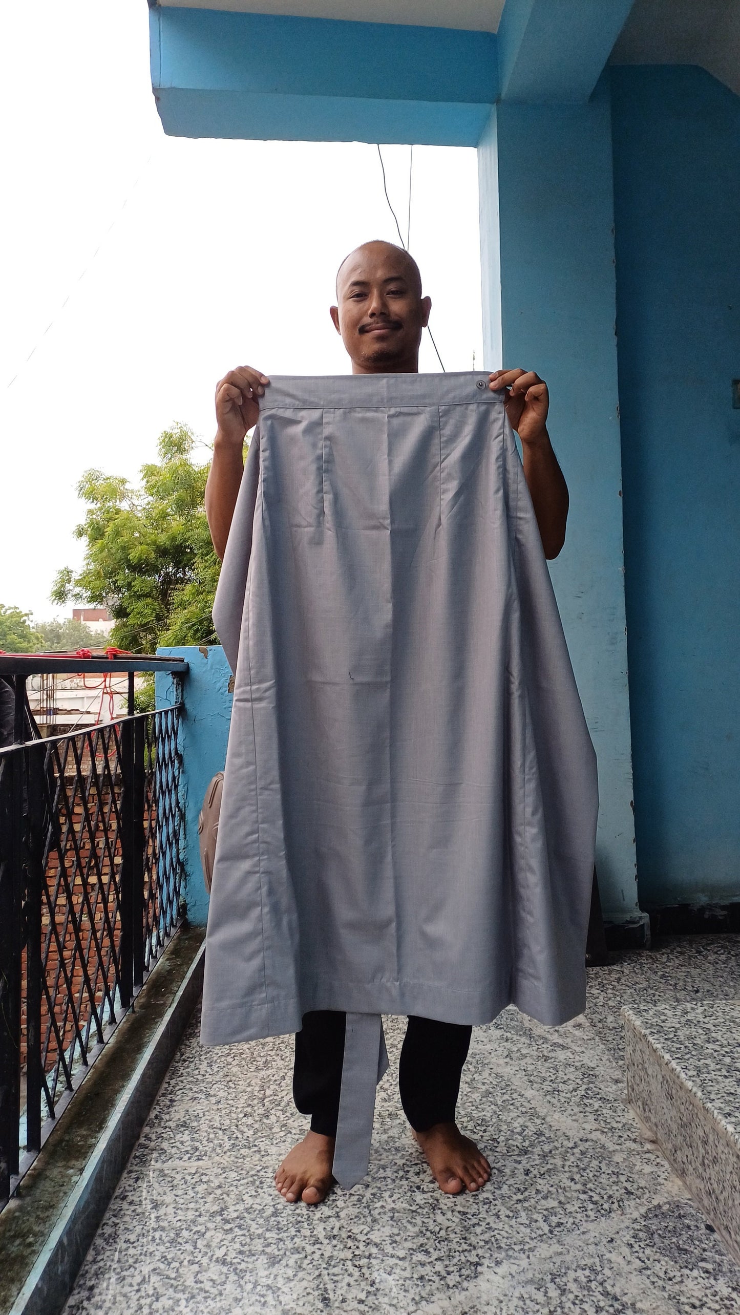 Layman Unisex Tibetan Buddhist Meditation Skirt,Tibetan Half Chuba Wrap-Around Cotton Meditation Cloth,Monastery Style Spiritual Lower Robe