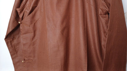 Traditional Tibetan Pure Cotton Copper Color Long Sleeves Buddhist Yogi Meditation Shirt,Ethnic Tibetan Prayer Shirt,Unisex Tibetan Clothing