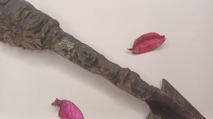 20 Century Antique Rare Authentic Mahakala Ceremonial Buddhist Ritual Phurba,Three-Sided Vajra Dorje Top Sacred Tibetan Tantric Dagger