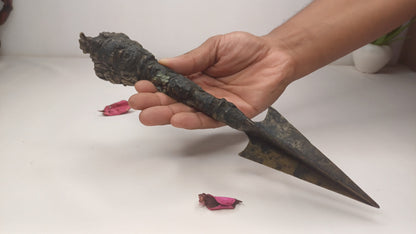 20 Century Antique Rare Authentic Mahakala Ceremonial Buddhist Ritual Phurba,Three-Sided Vajra Dorje Top Sacred Tibetan Tantric Dagger