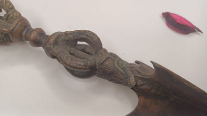 20 Century Antique Rare Authentic Mahakala Ceremonial Buddhist Ritual Phurba,Three-Sided Vajra Dorje Top Sacred Tibetan Tantric Dagger