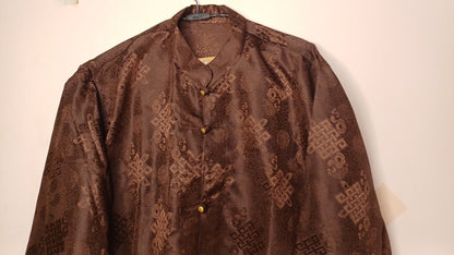 Traditional Tibetan Brocade Silk Buddhist Yogi Shirt,Tibetan Meditation Shirt, Ethnic Tibetan  Long Sleeves Cloth,Buddhist Prayer Shirt