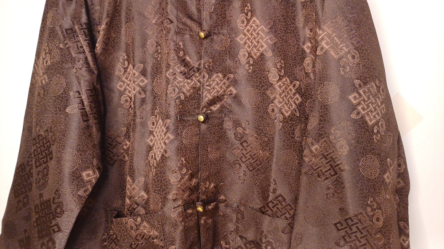Traditional Tibetan Brocade Silk Buddhist Yogi Shirt,Tibetan Meditation Shirt, Ethnic Tibetan  Long Sleeves Cloth,Buddhist Prayer Shirt