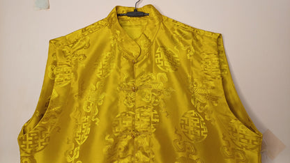 Sleeveless Traditional Tibetan Brocade Silk Buddhist Prayer Yogi Shirt,Ethnic Tibetan Meditation Shirt,Tibetan Buddhist Tantrik Prayer Shirt