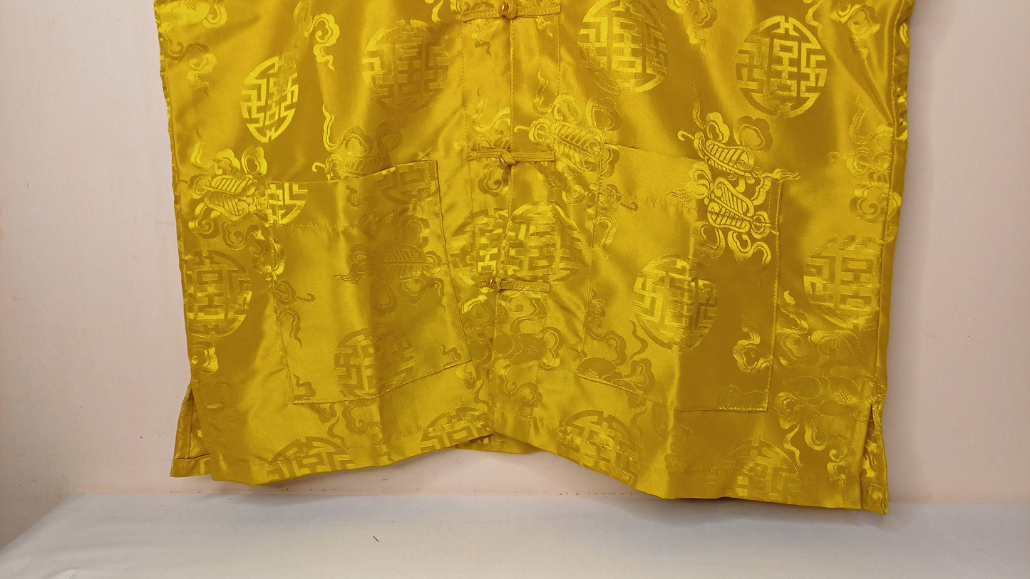 Sleeveless Traditional Tibetan Brocade Silk Buddhist Prayer Yogi Shirt,Ethnic Tibetan Meditation Shirt,Tibetan Buddhist Tantrik Prayer Shirt