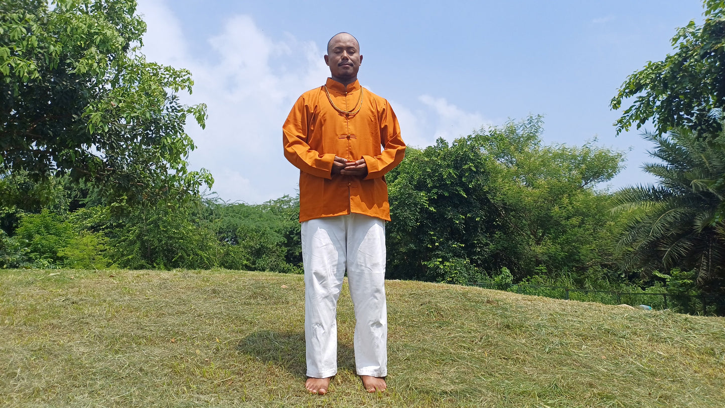 Unisex Raw Cotton Tibetan Buddhist Meditation Shirt,Tantrik Meditation Shirt,Tibetan Ethnic Shirt Chuba,Traditional Long Sleeve Yoga Shirt