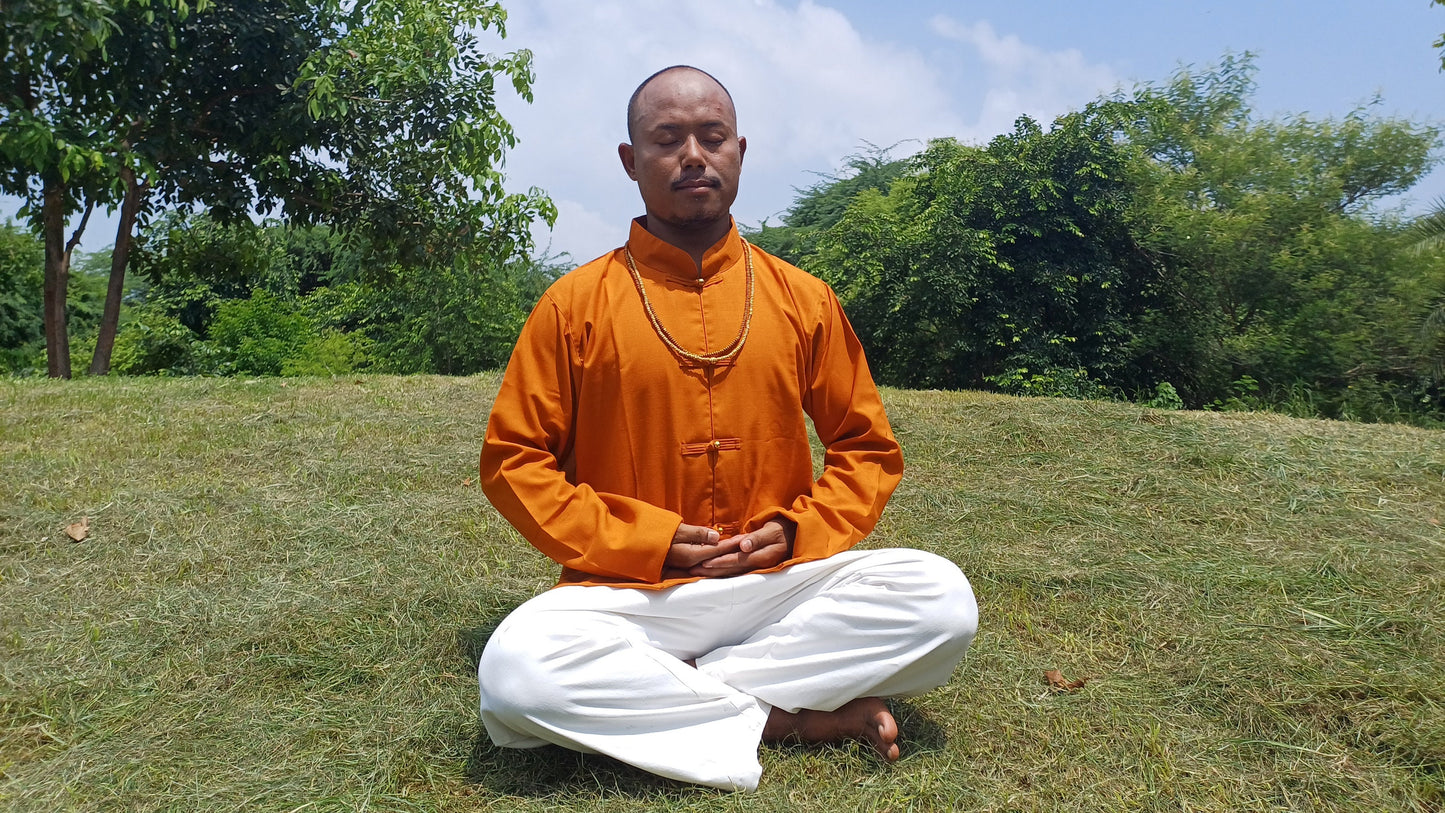Unisex Raw Cotton Tibetan Buddhist Meditation Shirt,Tantrik Meditation Shirt,Tibetan Ethnic Shirt Chuba,Traditional Long Sleeve Yoga Shirt