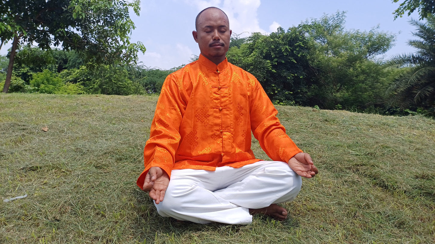 Unisex Raw Cotton Tibetan Buddhist Meditation Shirt,Tantrik Meditation Shirt,Tibetan Ethnic Shirt Chuba,Traditional Long Sleeve Yoga Shirt