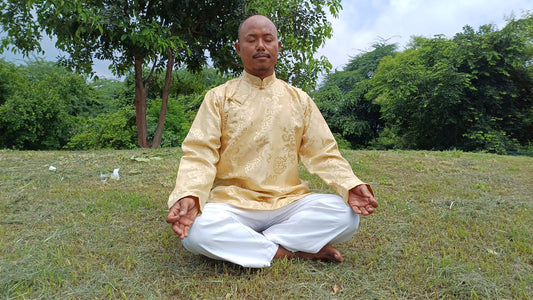 Traditional Tibetan Brocade Silk Buddhist Yogi Shirt,Tibetan Meditation Shirt, Ethnic Tibetan  Long Sleeves Cloth,Buddhist Prayer Shirt