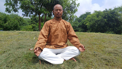 Traditional Tibetan Brocade Silk Buddhist Yogi Shirt,Tibetan Meditation Shirt, Ethnic Tibetan  Long Sleeves Cloth,Buddhist Prayer Shirt