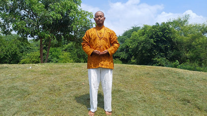 Traditional Tibetan Brocade Silk Buddhist Yogi Shirt,Tibetan Meditation Shirt, Ethnic Tibetan  Long Sleeves Cloth,Buddhist Prayer Shirt