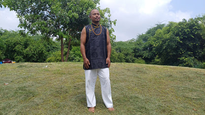 Sleeveless Traditional Tibetan Brocade Silk Buddhist Prayer Yogi Shirt,Ethnic Tibetan Meditation Shirt,Tibetan Buddhist Tantrik Prayer Shirt