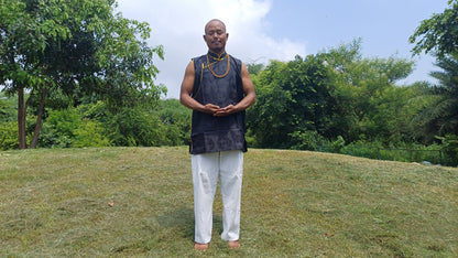 Sleeveless Traditional Tibetan Brocade Silk Buddhist Prayer Yogi Shirt,Ethnic Tibetan Meditation Shirt,Tibetan Buddhist Tantrik Prayer Shirt