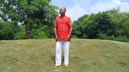 Sleeveless Traditional Tibetan Brocade Silk Buddhist Prayer Yogi Shirt,Ethnic Tibetan Meditation Shirt,Tibetan Buddhist Tantrik Prayer Shirt