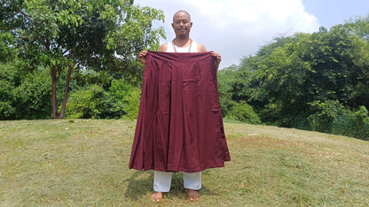 Layman Unisex Burgundy Tibetan Buddhist Meditation Skirt,Half Chuba Wrap-Around Cotton Meditation Cloth,Monastry Style Spiritual Lower Robe
