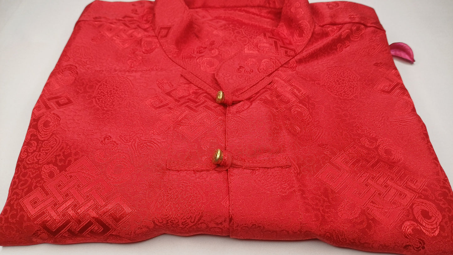 Traditional Tibetan Brocade Silk Buddhist Yogi Shirt,Tibetan Meditation Shirt, Ethnic Tibetan  Long Sleeves Cloth,Buddhist Prayer Shirt
