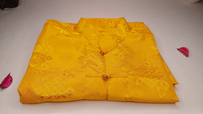 Traditional Tibetan Brocade Silk Buddhist Yogi Shirt,Tibetan Meditation Shirt, Ethnic Tibetan  Long Sleeves Cloth,Buddhist Prayer Shirt
