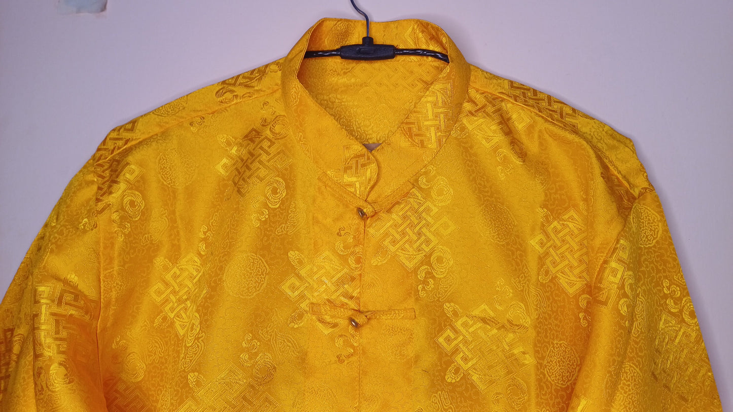 Traditional Tibetan Brocade Silk Buddhist Yogi Shirt,Tibetan Meditation Shirt, Ethnic Tibetan  Long Sleeves Cloth,Buddhist Prayer Shirt