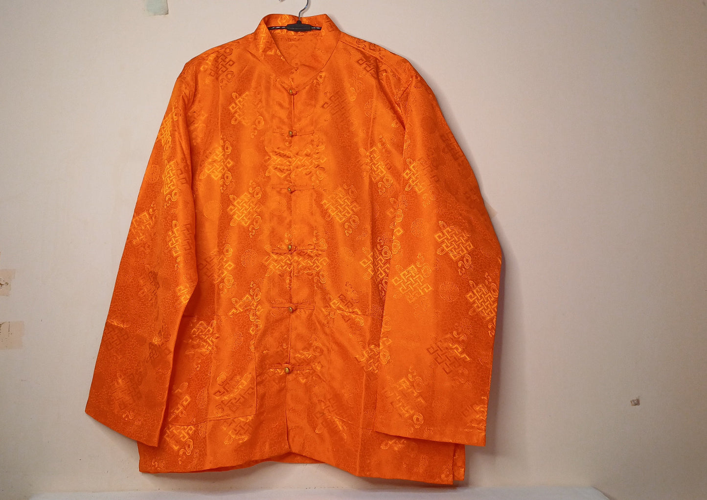 Traditional Tibetan Brocade Silk Buddhist Yogi Prayer Shirt,Tibetan Meditation Shirt,Ethnic Tibetan Long Sleeves Cloth,Buddhist Prayer Shirt