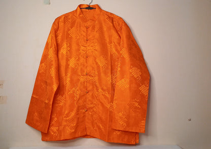 Traditional Tibetan Brocade Silk Buddhist Yogi Prayer Shirt,Tibetan Meditation Shirt,Ethnic Tibetan Long Sleeves Cloth,Buddhist Prayer Shirt