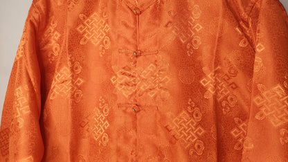 Traditional Tibetan Brocade Silk Buddhist Yogi Prayer Shirt,Tibetan Meditation Shirt,Ethnic Tibetan Long Sleeves Cloth,Buddhist Prayer Shirt