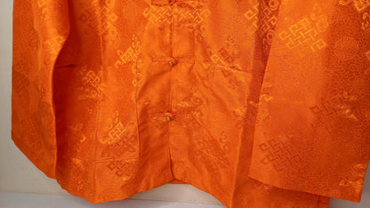 Traditional Tibetan Brocade Silk Buddhist Yogi Prayer Shirt,Tibetan Meditation Shirt,Ethnic Tibetan Long Sleeves Cloth,Buddhist Prayer Shirt