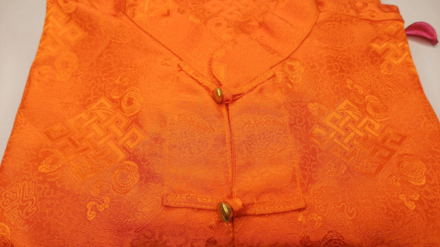 Traditional Tibetan Brocade Silk Buddhist Yogi Prayer Shirt,Tibetan Meditation Shirt,Ethnic Tibetan Long Sleeves Cloth,Buddhist Prayer Shirt
