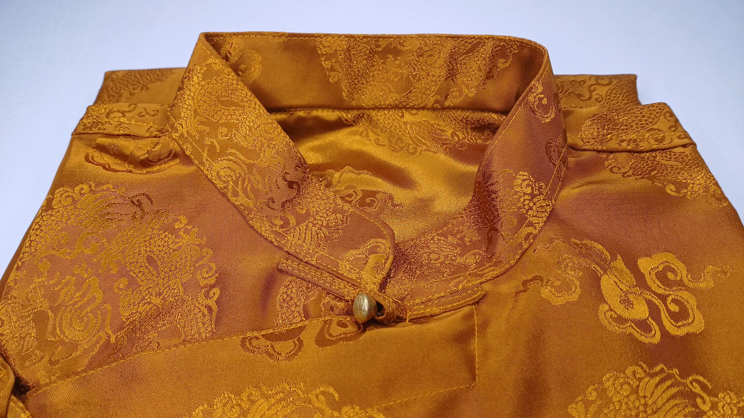 Traditional Tibetan Sleeveless Brocade Silk Buddhist Yogi Prayer Shirt,Tibetan Meditation Shirt,Ethnic Tibetan Buddhist Tantrik Prayer Cloth