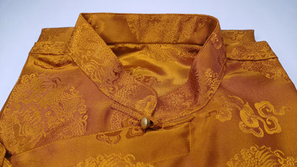 Traditional Tibetan Sleeveless Brocade Silk Buddhist Yogi Prayer Shirt,Tibetan Meditation Shirt,Ethnic Tibetan Buddhist Tantrik Prayer Cloth