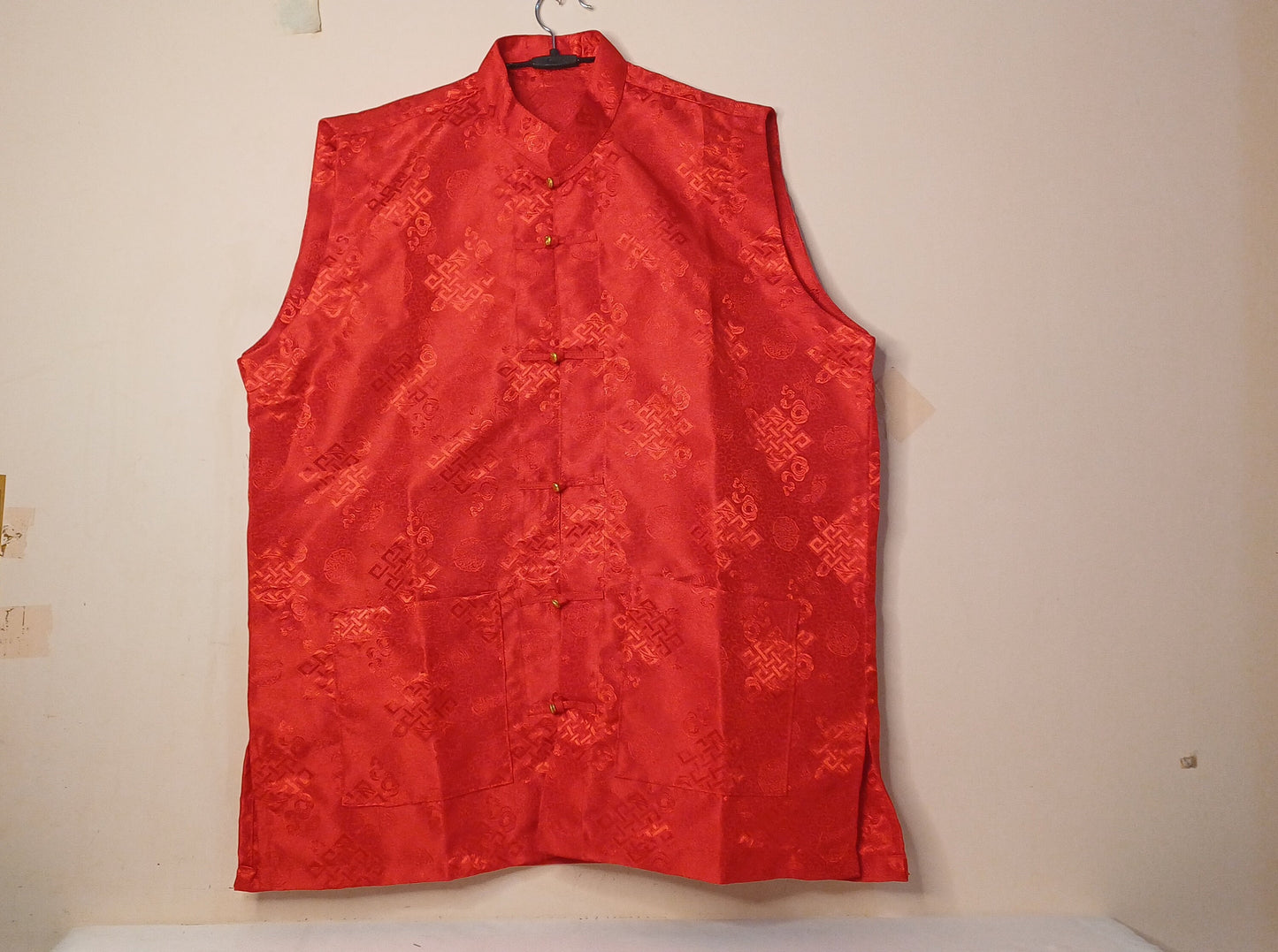 Sleeveless Traditional Tibetan Brocade Silk Buddhist Prayer Yogi Shirt,Ethnic Tibetan Meditation Shirt,Tibetan Buddhist Tantrik Prayer Shirt