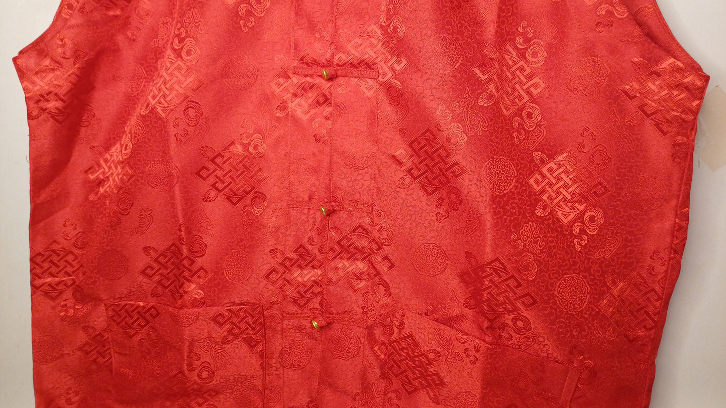 Sleeveless Traditional Tibetan Brocade Silk Buddhist Prayer Yogi Shirt,Ethnic Tibetan Meditation Shirt,Tibetan Buddhist Tantrik Prayer Shirt