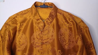 Traditional Tibetan Brocade Silk Buddhist Yogi Shirt,Tibetan Meditation Shirt, Ethnic Tibetan  Long Sleeves Cloth,Buddhist Prayer Shirt