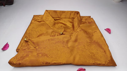 Traditional Tibetan Brocade Silk Buddhist Yogi Shirt,Tibetan Meditation Shirt, Ethnic Tibetan  Long Sleeves Cloth,Buddhist Prayer Shirt