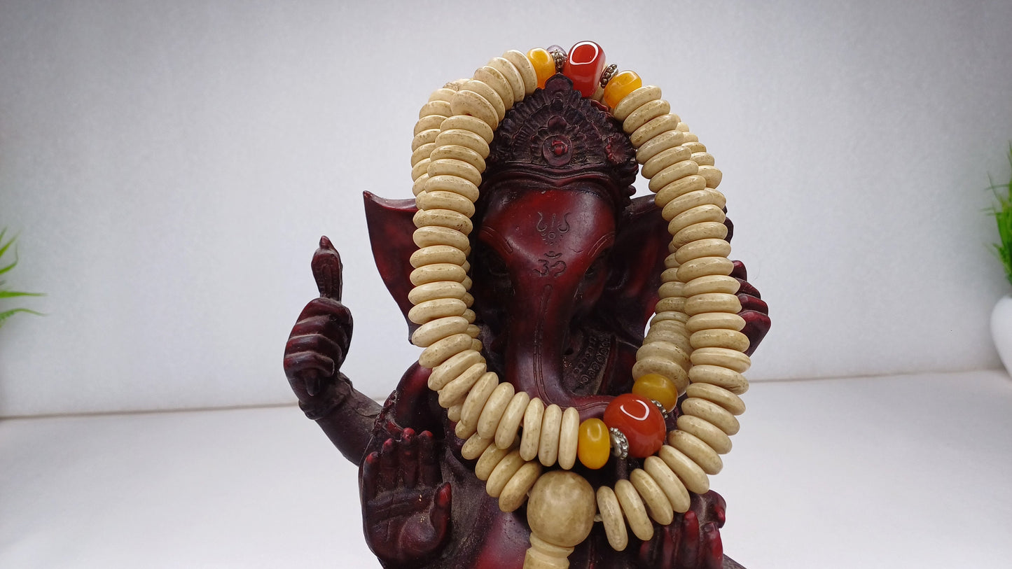 108 12mm Antique Gandhara Hand-carved Original Yak Bone Tibetan Buddhist Prayer Beads,Vintage Tantrik  Disk-Shaped Yak Kapala Bone Rosary